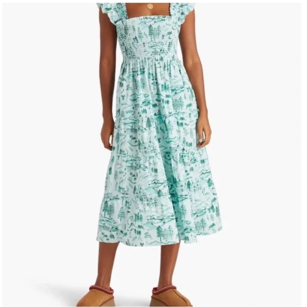 Hill House Winter Toile Green Nap Dress XS